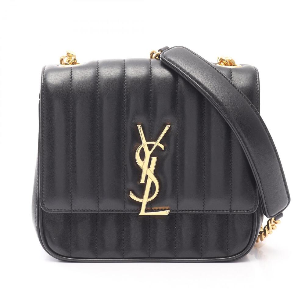 Saint Laurent Paris Vicky Shoulder Bag Leather Black - Picture 1 of 9